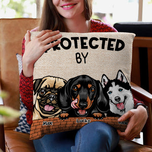 Protected By My Dogs Personalized Dog Safeguards Pillow, Gift For Dog Lovers - Pillow - GoDuckee