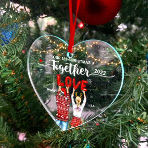 Couple Our Christmas Together, Personalized Transparent Ornament - Ornament - GoDuckee