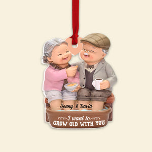 I Want To Grow Old With You Funny Personalized Old Couple Ornament, Christmas Tree Decor - Ornament - GoDuckee
