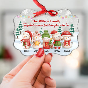 Together Is Our Favorite Place To Be Personalized Snowman Family Ornament, Christmas Gift For Family - Ornament - GoDuckee