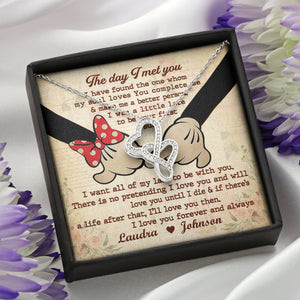 Couple I Love You Forever - Personalized Double Heart Necklace - Jewelry - GoDuckee