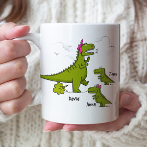 You Fart Too Much But I Still Love You, Personalized Mug, Gift For Mom, Mother's Day Gift, Dinosaur Mom And Kids Mug - Coffee Mug - GoDuckee