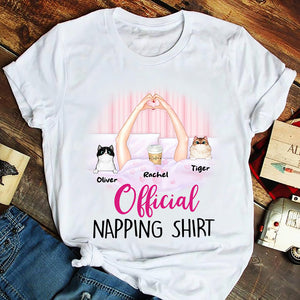 Nap Time Is My Happy Hour, Personalized Nap Queen & Cat Shirt, Gift For Cat Lovers - Shirts - GoDuckee
