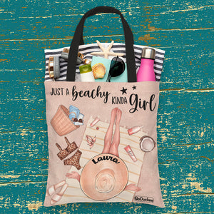 Sun Tan Just A Beachy Kinda Girl - Personalized Tote Bag - Tote Bag - GoDuckee