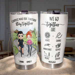 Personalized Cycling Couples Tumbler - Who Ride Together - Tumbler Cup - GoDuckee
