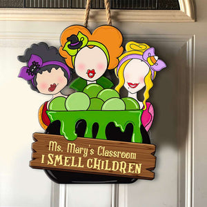 I Smell Children, Personalized Halloween Teacher Wood Sign, Gift For Teachers - Wood Sign - GoDuckee