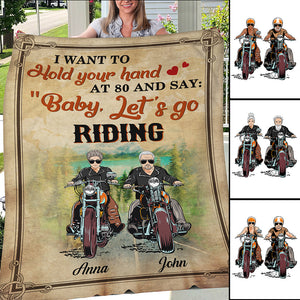 Personalized Biker Couple Blanket - Want To Hold Your Hand Let's Go Riding - Marriage Chapter - Blanket - GoDuckee