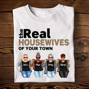 The Real Housewives Of Your Town - Personalized Leopard Shirts - Gift For Housewives, Girls Trip, Besties, Sister - Jean Housewives - Shirts - GoDuckee