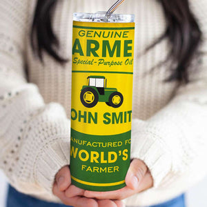 Farmer Manufactured For The World's Best Farmer Custom 20oz Skinny Tumbler - Tumbler Cup - GoDuckee