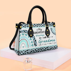 My Greatest Blessings Call Me Nana Personalized Grandma Bag, Gift For Family - Leather Bag - GoDuckee