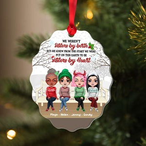 We Were Put On This Earth To Be Sisters By Heart, Personalized Friends Wood Ornament, Christmas Gift - Ornament - GoDuckee