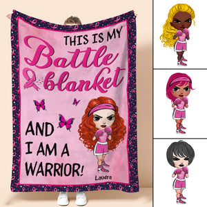 Breast Cancer Awareness - Personalized Boxing Girl Blanket - This Is My Battle Blanket And I Am A Warrior - Blanket - GoDuckee