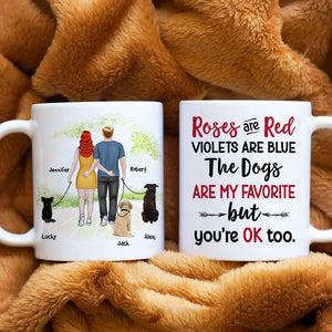 Roses Are Red, Violets Are Blue, Gift For Couple, Personalized Mug, Dog Walking Mug, Anniversary Gift - Coffee Mug - GoDuckee