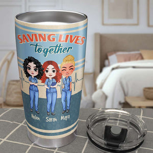 We're Not Sugar And Spice And Everything Nice, Personalized Friends Nurse Tumbler - Tumbler Cup - GoDuckee