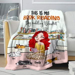 Personalized Reading Dog Mom Blanket - This Is My Book Reading Dog Cuddling Blanket - Blanket - GoDuckee