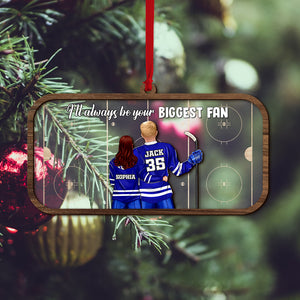 I'll Always Be Your Biggest Fan Personalized Hockey Couple Ornament, Christmas Tree Decor - Ornament - GoDuckee