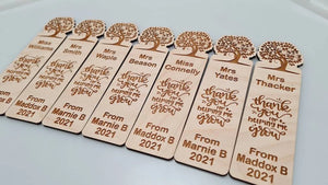 Teacher Personalized Thank You Wooden Bookmark - Gifts for Teachers - Bookmarks - GoDuckee