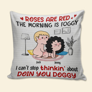 Roses Are Red The Morning Is Foggy Personalized Couple Pillow, Blanket, White Mug, Tumbler, Gift For Couple - Pillow - GoDuckee