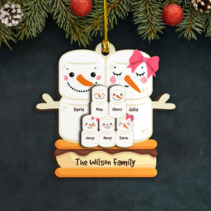 Personalized Marshmallow Family Wood Ornament, Christmas Gift - Ornament - GoDuckee