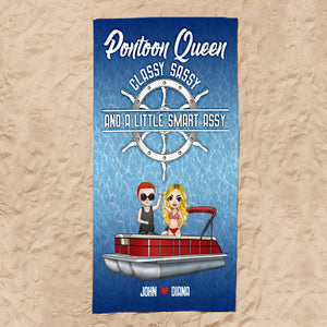 Pontoon Captain The Man The Myth - Personalized Beach Towel - Gifts For Him, Husband - Beach Towel - GoDuckee