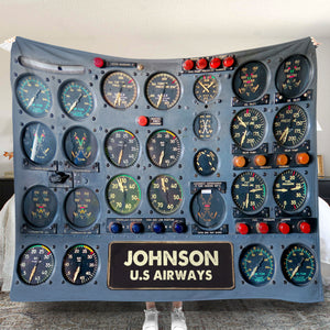 Pilot Instruments Plane - Personalized Blanket - Blanket - GoDuckee