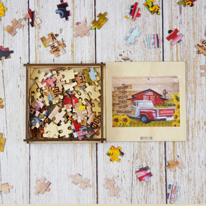 Family Farm Personalized Wood Puzzle - Wood Sign - GoDuckee