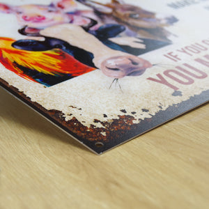 Custom Farm's Name Metal Sign - Welcome This Property Is A Farm - Chicken, Cow, Pig, Goat - Metal Wall Art - GoDuckee