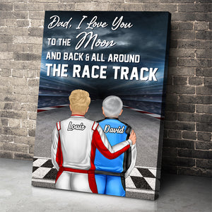 Personalized Dirt Track Racing Family Canvas Print - Dad I Love You To The Moon And Back - Gifts For Family Members - Poster & Canvas - GoDuckee