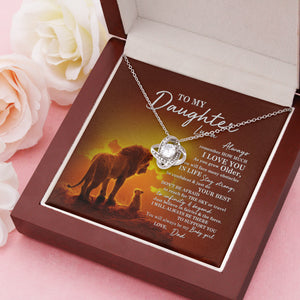 Lion To My Daughter - Personalized Love Knot Necklace - Jewelry - GoDuckee