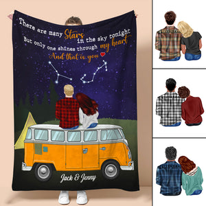 Personalized Camping Zodiac Couple Blanket - There Are Many Stars - Blanket - GoDuckee