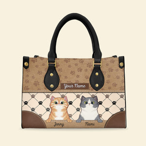 Personalized Cat Leather Bag, Gift For Cat Lovers - Leather Bag - GoDuckee