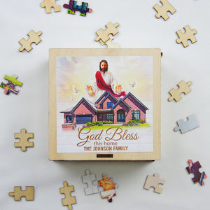 God Bless This Home - Personalized Wood Puzzle - Wood Sign - GoDuckee
