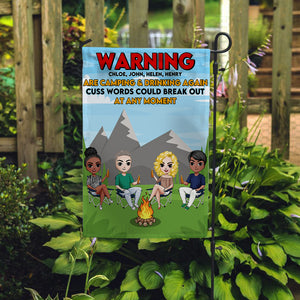 Personalized Camping Flag - Warning Camping & Drinking Again - Flag - GoDuckee