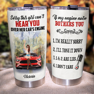Personalized Sport Car Tumbler - Sorry This Girl Can't Hear You - Tumbler Cup - GoDuckee