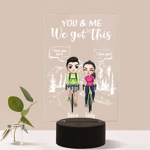 Cycling You & Me We Got This, Personalized Led Night Light, Perfect Gift For Couples, Cycling Front View - Led Night Light - GoDuckee
