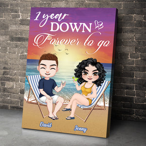 Forever To Go, Gift For Couple, Personalized Poster, Beach Couple Sitting Poster, Couple Gift - Poster & Canvas - GoDuckee