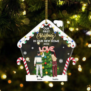Our First Christmas In Our New Home,Personalized Couple Acrylic Custom Shape Ornament, Christmas Gift - Ornament - GoDuckee