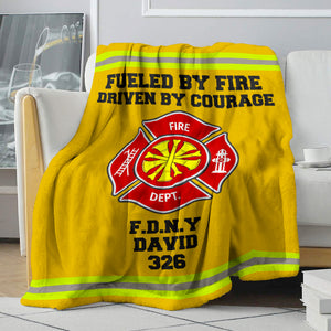 Custom Firefighter Logo Blanket - Fueled By Fire Driven By Courage - Blanket - GoDuckee