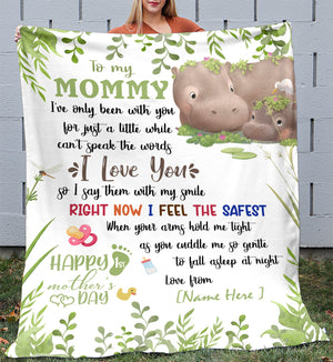 Cute Hippopotamus Mom & Baby, Personalized Blanket Gift For New Mom - Blanket - GoDuckee