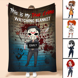 Personalized Horror Girl Blanket - This Is My True Crime Watching Blanket - Blanket - GoDuckee