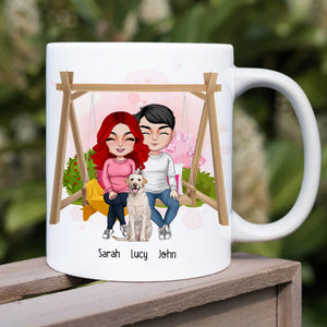 The Dog Is My Favourite But I Love You Too, Personalized Couple & Dog Mug - Coffee Mug - GoDuckee