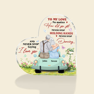 Never Stop Saying "I Love You" - Personalized Couple Plaque - Gift For Couple - Decorative Plaques - GoDuckee