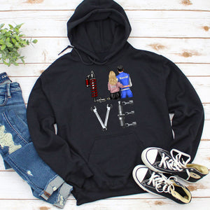 Dirt Track Racing Couple Hugging, Personalized L-O-V-E Shirt for Couples - Shirts - GoDuckee