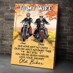 Personalized Marriage Chapter Poster - Biker Couple - To My Wife, Love, Your Grumpy Old Biker - Poster & Canvas - GoDuckee
