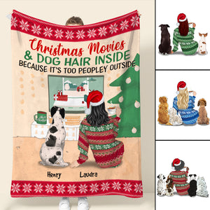 Personalized Sweater Girl & Dog Breeds Blanket - Christmas Movies And Dog Hair Inside - Blanket - GoDuckee