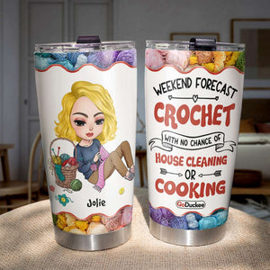 Personalized Knitting Girl Tumbler Cup - Crochet With No Chance - Tumbler Cup - GoDuckee