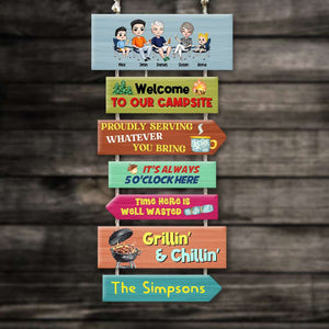 Welcome To Our Campsite, Personalized Wood Sign, Gift For Camping Lovers - Wood Sign - GoDuckee