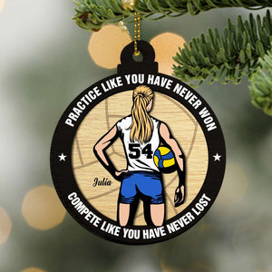 Practice Like You Have Never Won, Personalized Volleyball Wood Ornament - Ornament - GoDuckee