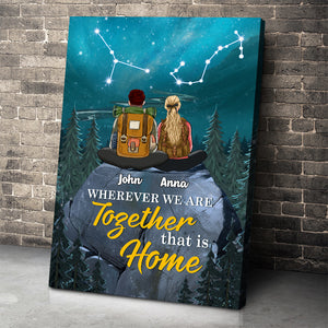 Zodiac Couple - Personalized Hiking Couple Poster - Wherever We Are Together That Is Home - Poster & Canvas - GoDuckee