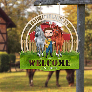 Personalized Horse Farm Cut Metal Sign, Welcome Metal Sign - Metal Wall Art - GoDuckee